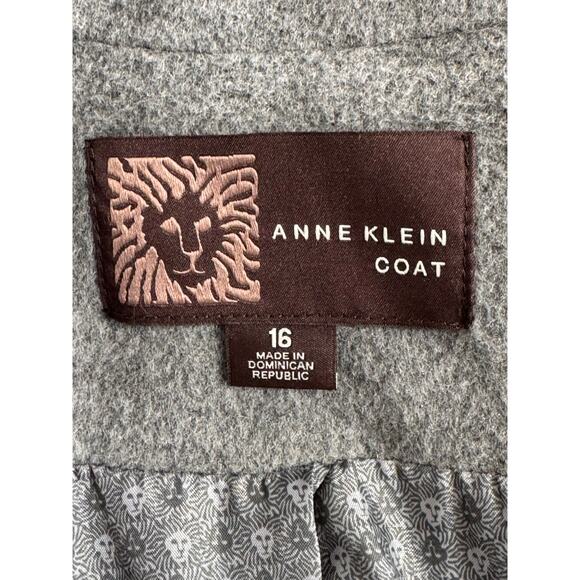 Anne Klein Notch Collar Wool And Cashmere Button Coat Gray Size 16 - Picture 3 of 11